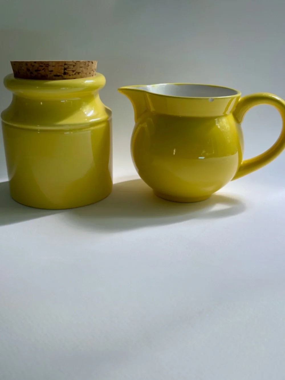 Savoir Vivre Yellow Ceramic Sugar & Creamer Set, 1980's